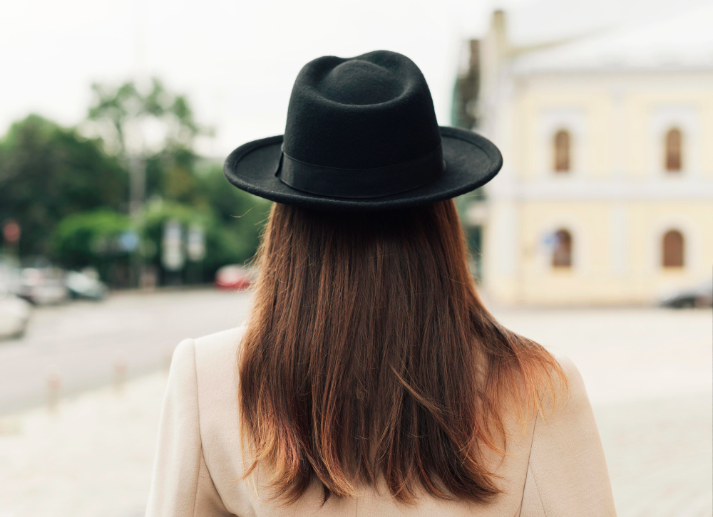 Wide brim black fedora