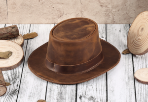 genuine leather fedora hat handmade cowhide hat
