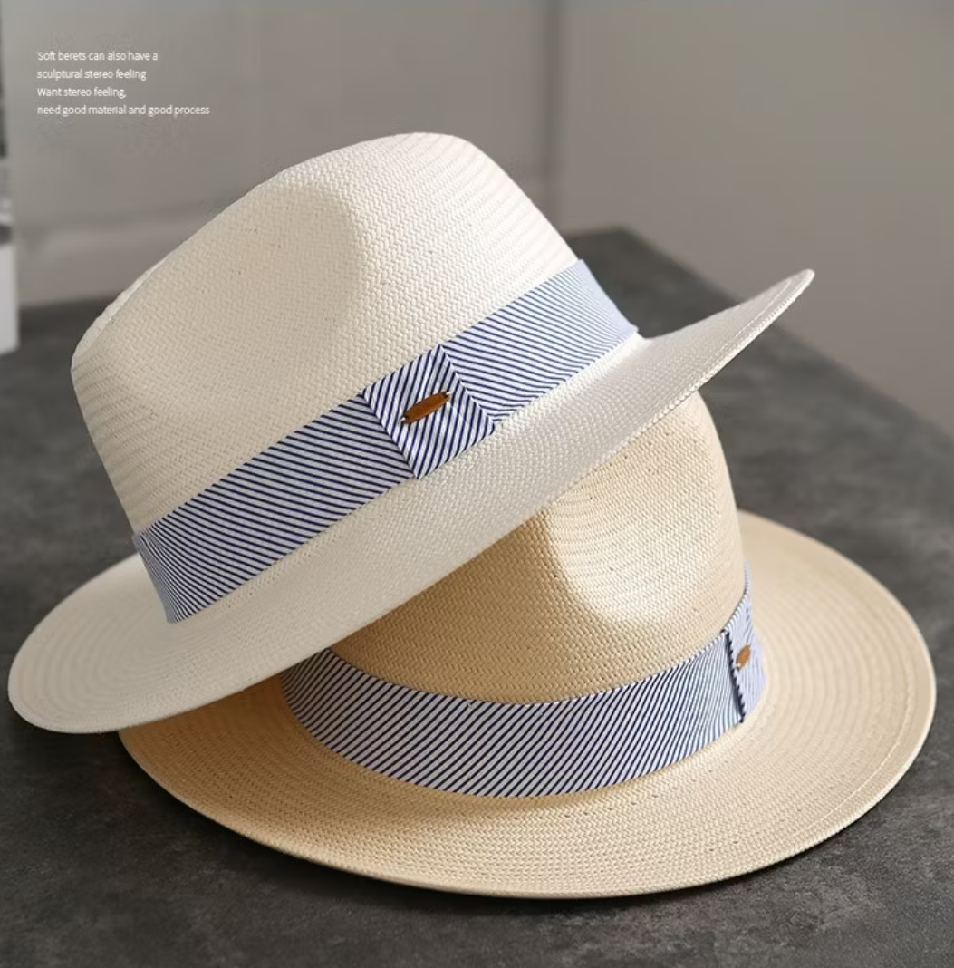 handwoven panama straw fedora hat for men & women