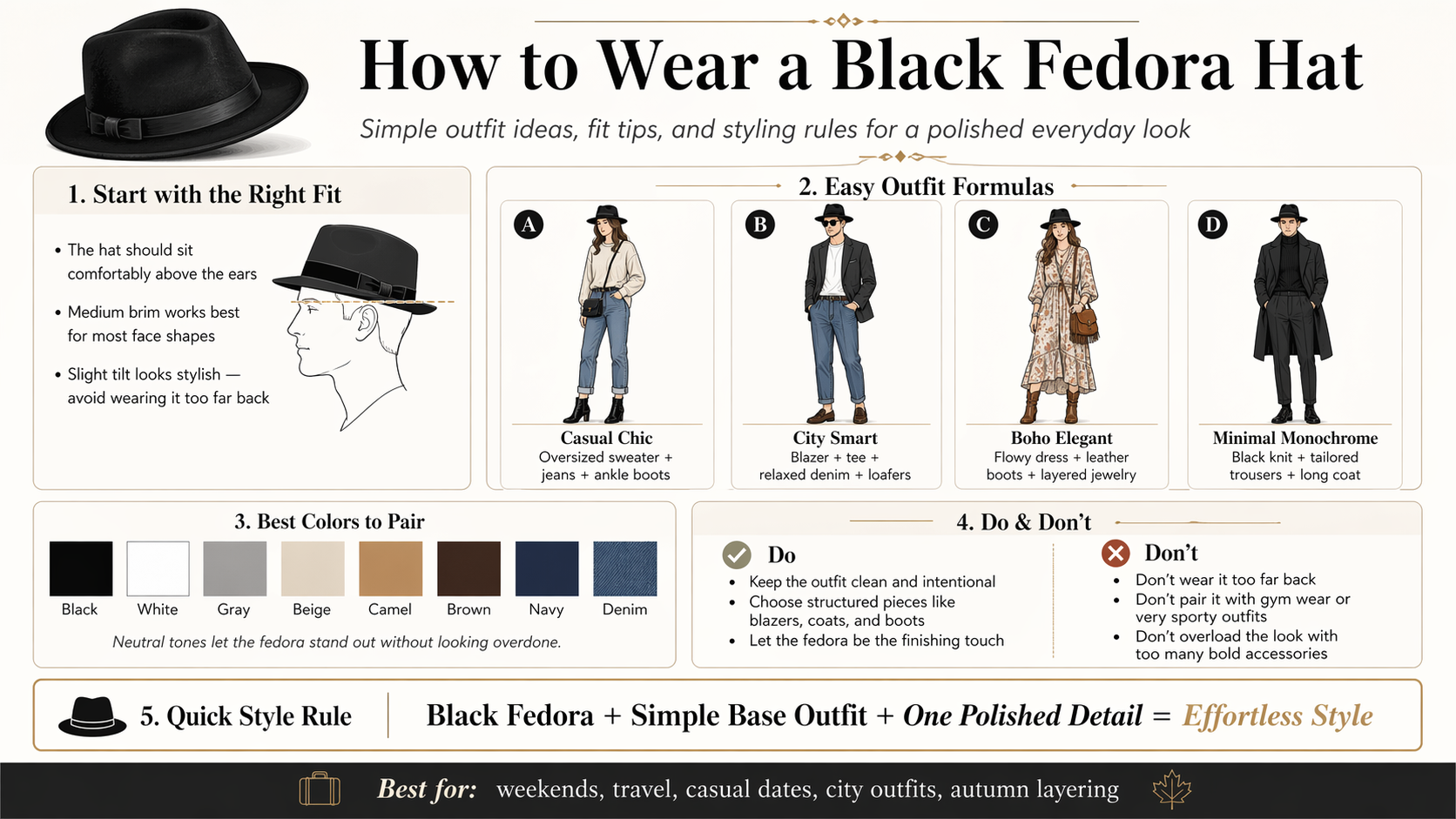 how to wear a black fedora hat
