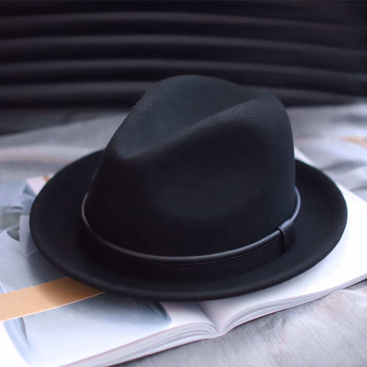 Men’s Casual Wool Fedora Hat – British Vintage Gentleman Style Wide Brim Large Size Felt Hat