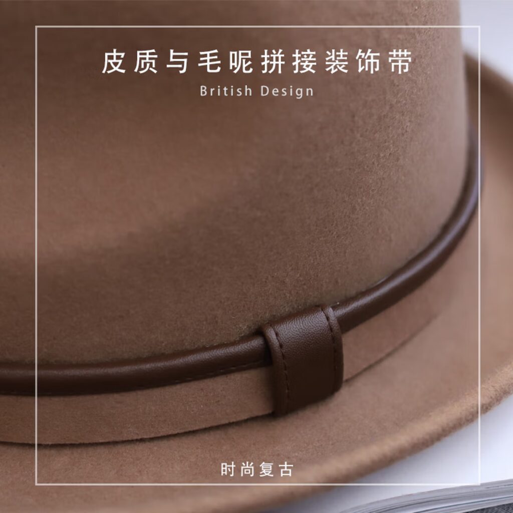 men’s casual wool fedora hat – british vintage gentleman style wide brim large size felt hat